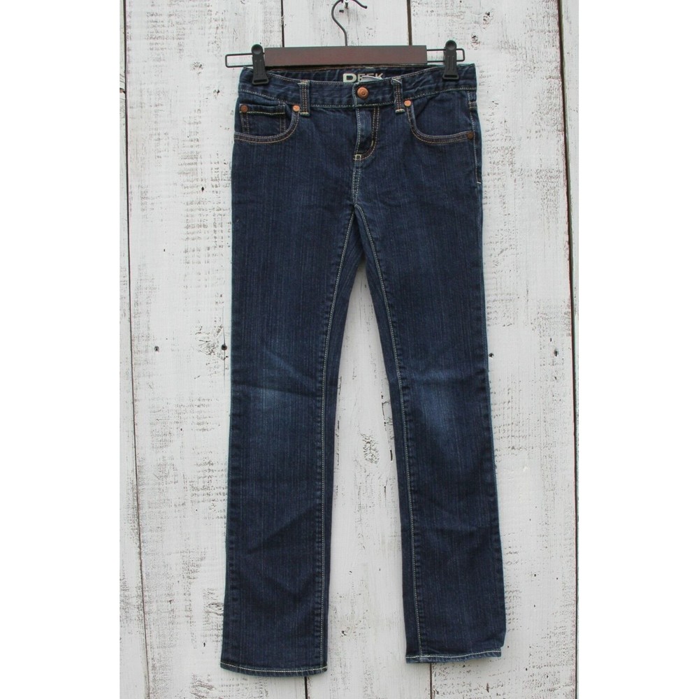 PEEK Dungarees Kids Girls Sz 12 Dark Blue Jeans Straight Fit